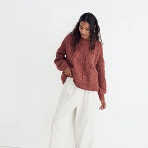 Madewell Cayden Pointelle Balloon-Sleeve Pullover Sweater size S